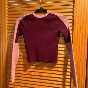 Zara Burgundy and Pink Long Sleeve Top